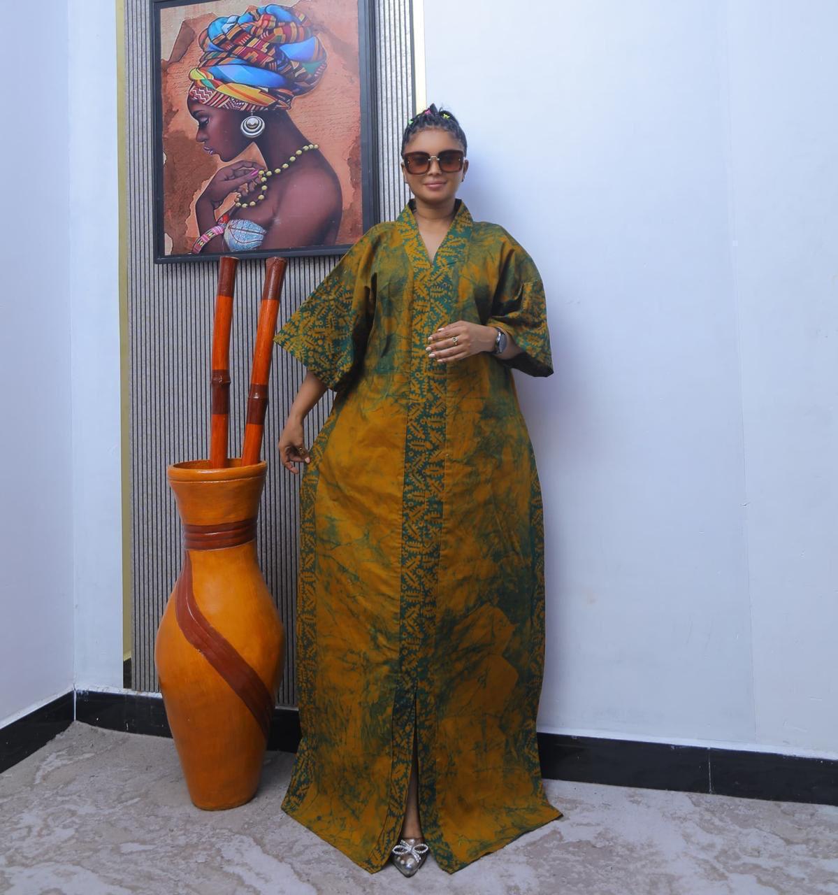 A beautiful maxi dress with a stunning pattern.